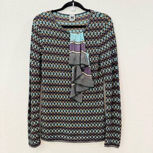 Missoni Women’s Size 10 Multicolored Textured Knit Long Sleeve Pullover Sweater